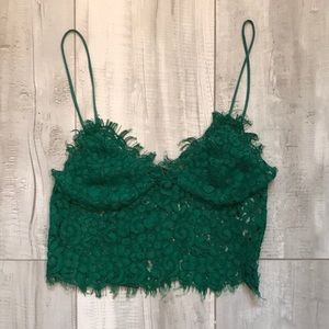 Zara Green Lace crop top M